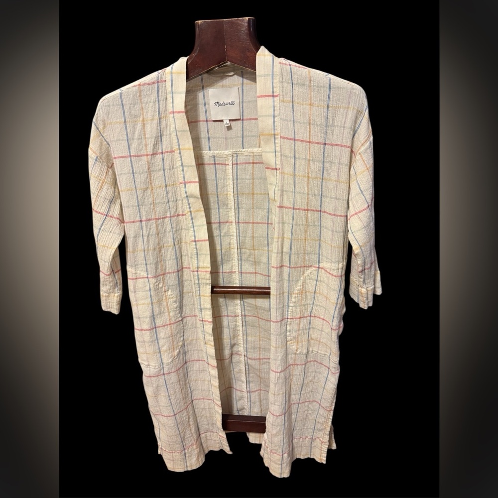 Plaid Ribbed cotton Madeline Open-Front Jacket used once size S